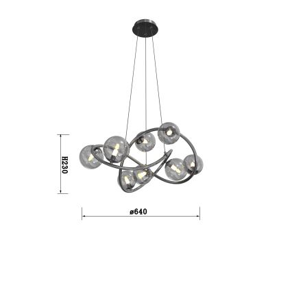 Wofi 7014-805 - LED Lühter NANCY 8xG9/3,5W/230V must/läikiv kroom