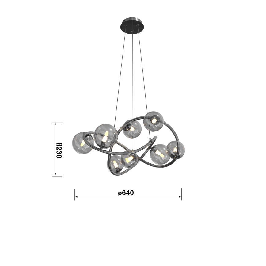 Wofi 7014-805 - LED Lühter NANCY 8xG9/3,5W/230V must/läikiv kroom