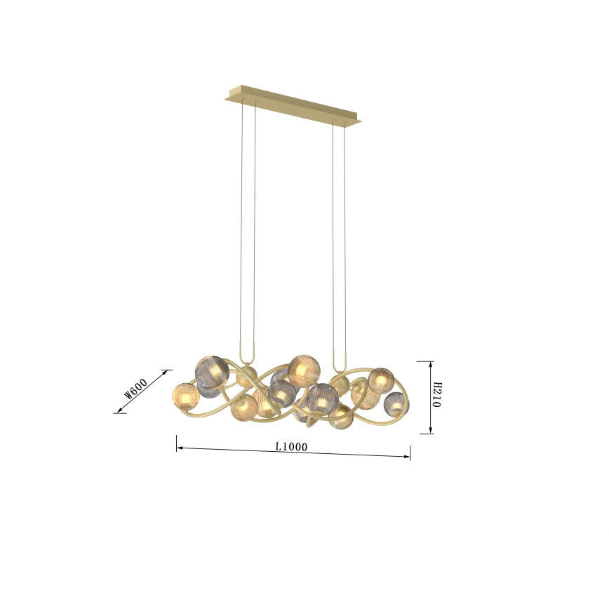 Wofi 7015-1404 - LED Lühter METZ 14xG9/3,5W/230V kuldne/hall