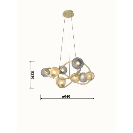 Wofi 7015-804 - LED Lühter METZ 8xG9/3,5W/230V kuldne/hall