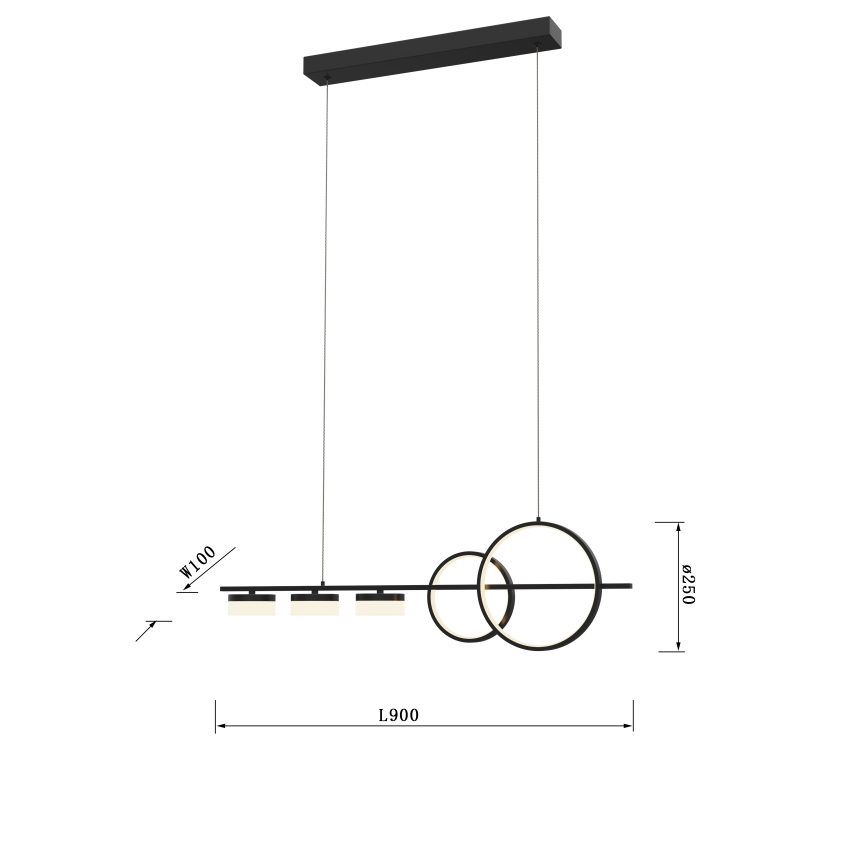 Wofi 7030-502 - LED Hämardatav lühter MESSINA LED/40W/230V must