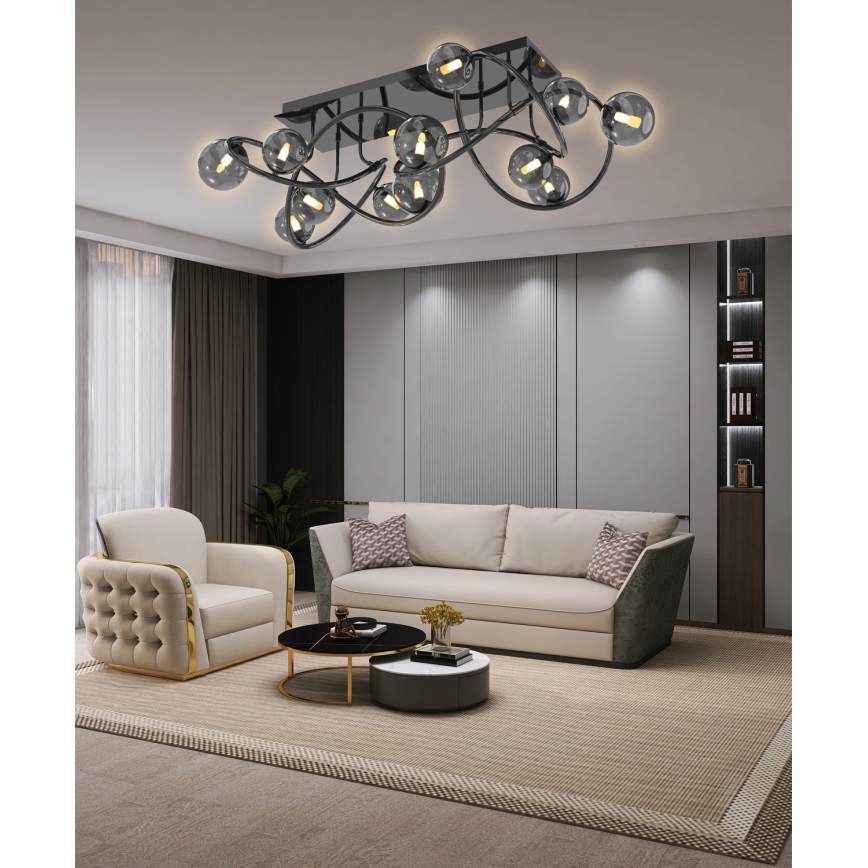 Wofi 9014-1205 - LED Pinnale kinnitatav lühter NANCY 12xG9/3,5W/230V must/läikiv kroom