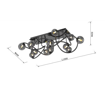 Wofi 9014-1205 - LED Pinnale kinnitatav lühter NANCY 12xG9/3,5W/230V must/läikiv kroom