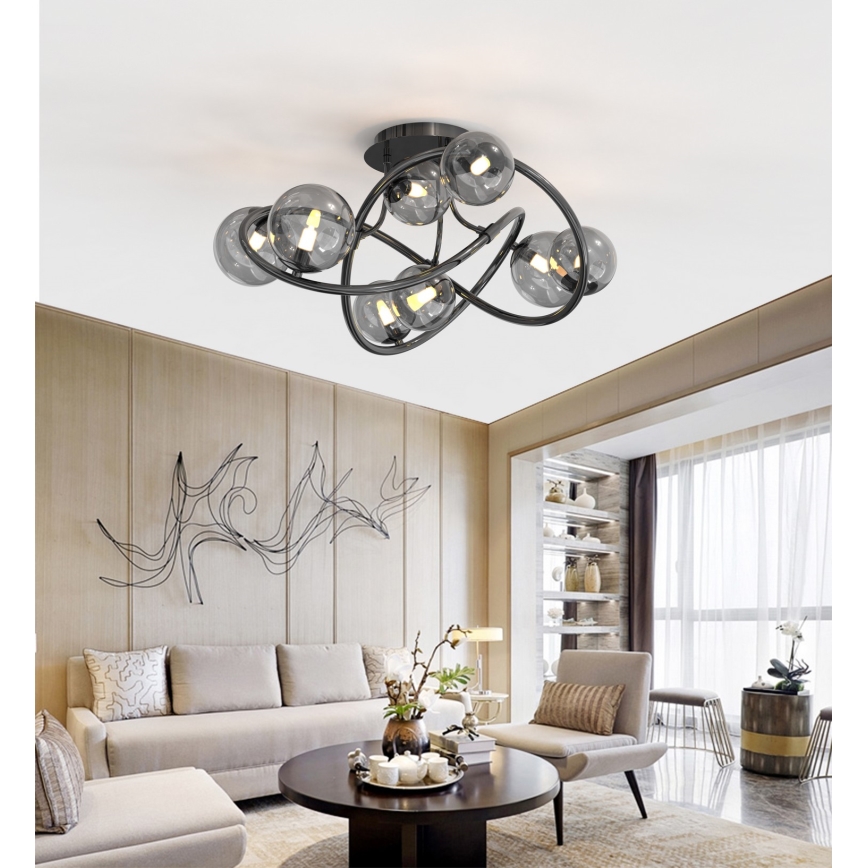 Wofi 9014-805 - LED Pinnale kinnitatav lühter NANCY 8xG9/3,5W/230V must/läikiv kroom