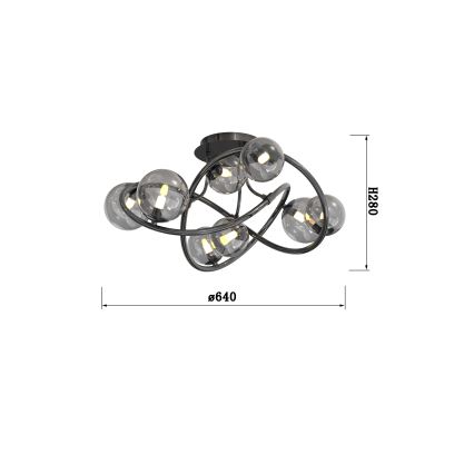 Wofi 9014-805 - LED Pinnale kinnitatav lühter NANCY 8xG9/3,5W/230V must kroom