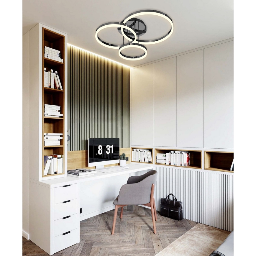 Wofi 9049-405 - LED Hämardatav pinnale kinnitatav lühter PERPIGNAN LED/51W/230V must/läikiv kroom