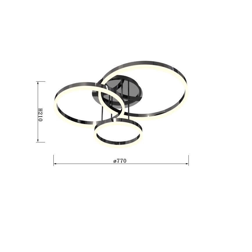 Wofi 9049-405 - LED Hämardatav pinnale kinnitatav lühter PERPIGNAN LED/51W/230V must/läikiv kroom