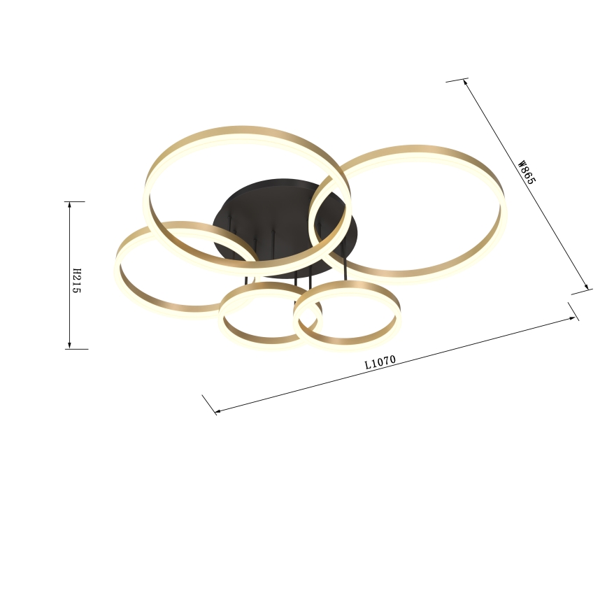Wofi 9049-601 - LED Hämardatav pinnale kinnitatav lühter PERPIGNAN LED/80W/230V kuldne