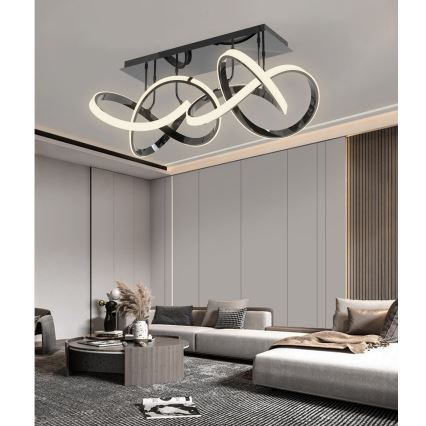 Wofi 9134-205 - LED Hämardatav pinnale kinnitatav lühter INDIGO LED/64W/230V must/läikiv kroom