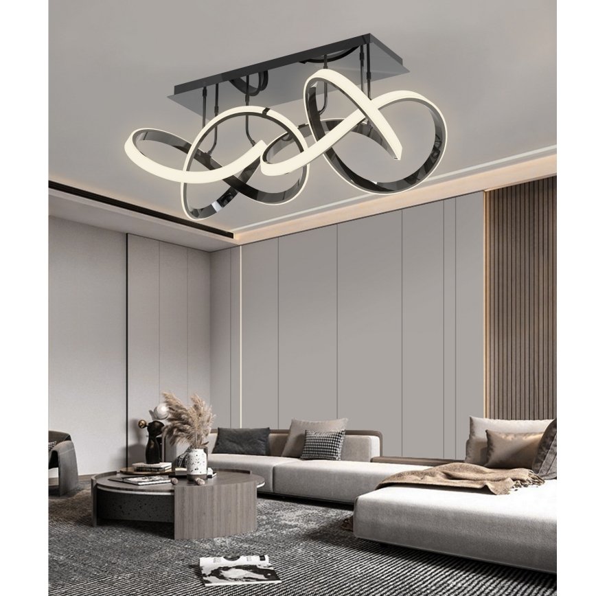 Wofi 9134-205 - LED Hämardatav pinnale kinnitatav lühter INDIGO LED/64W/230V must/läikiv kroom