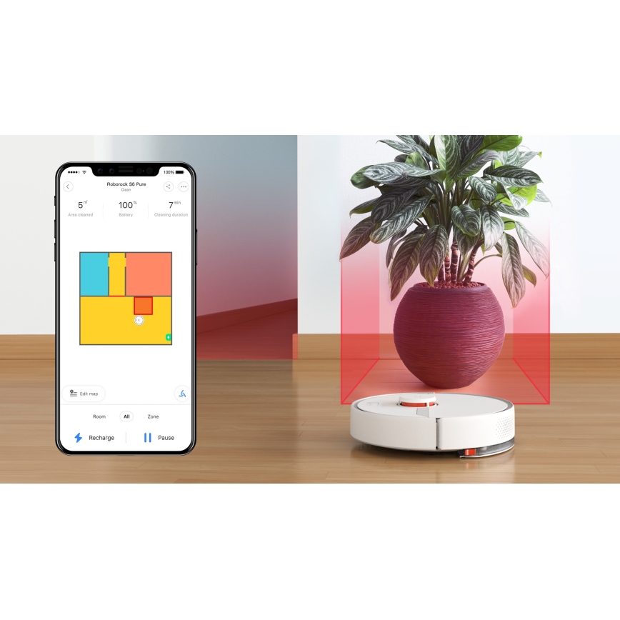 Xiaomi - Nutikas robottolmuimeja ROBOROCK S6 Pure 58W Wi-Fi valge