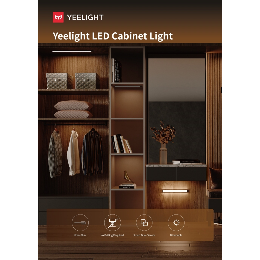 Yeelight - LED Hämardatav laetav mööblivalgustus anduriga LED/2,4W/2200 mAh 4000K 60 cm must