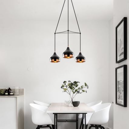 YILDO 3xE27/40W/230V laevalgusti must/vasest