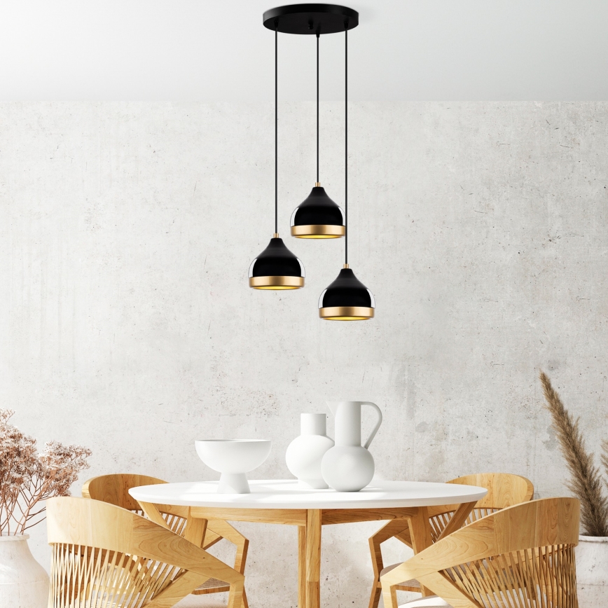 YILDO 3xE27/40W/230V must/kuld ripplamp