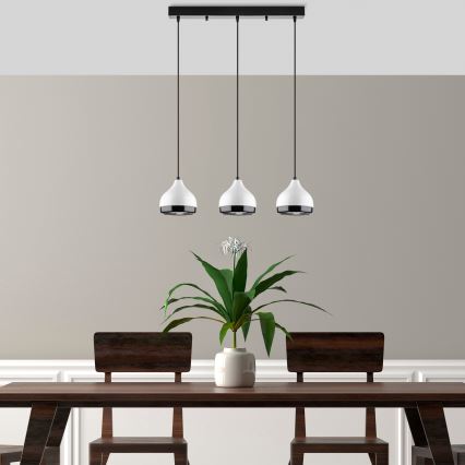 YILDO 3xE27/40W/230V valge/must ripplamp