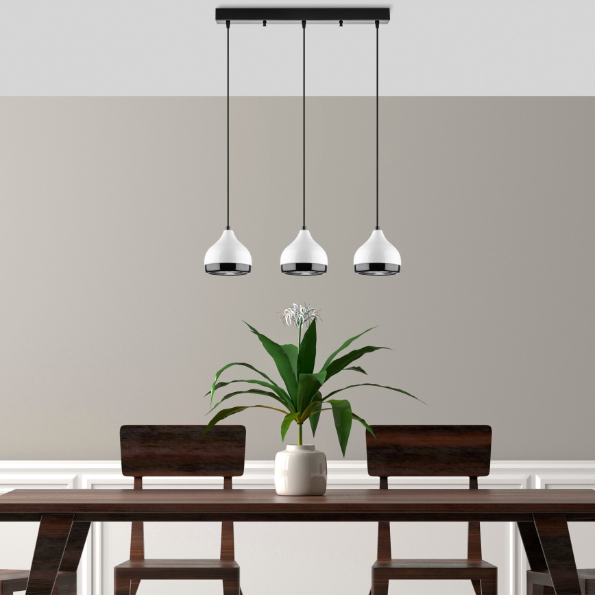 YILDO 3xE27/40W/230V valge/must ripplamp