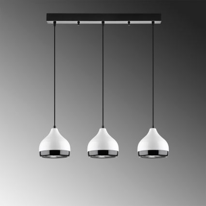 YILDO 3xE27/40W/230V valge/must ripplamp