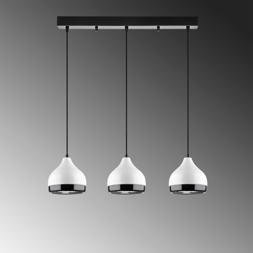 YILDO 3xE27/40W/230V valge/must ripplamp