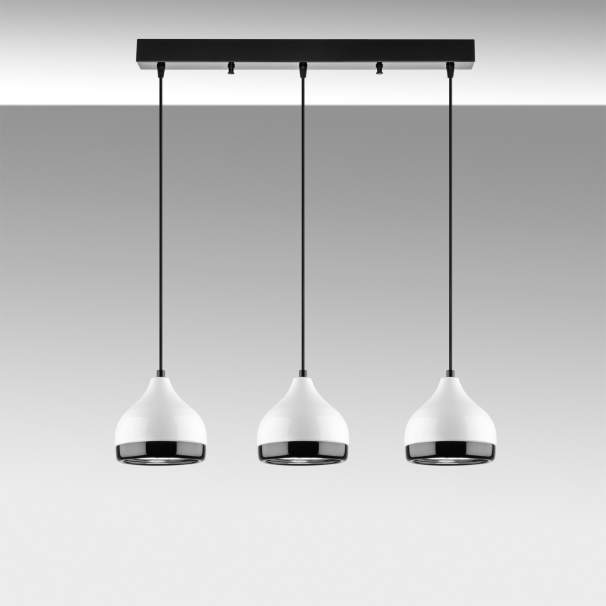 YILDO 3xE27/40W/230V valge/must ripplamp