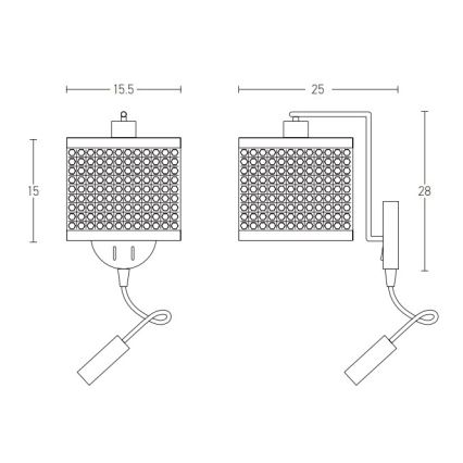 Zambelis 20355 - LED Seinavalgusti 1xE27/40W + LED/3W/230V rotang