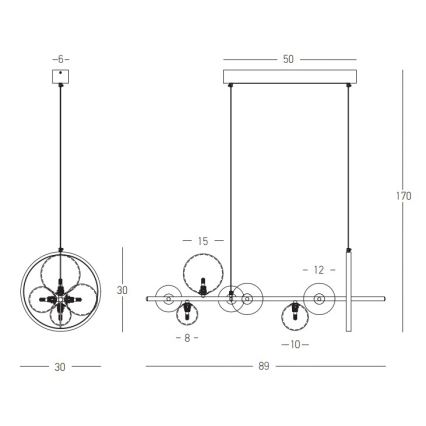 Zambelis 22063 - LED Hämardatav lühter LED/14W + 7xG9/7W/230V