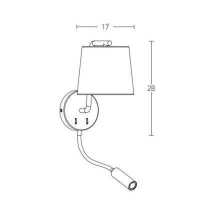 Zambelis H57 - LED  Paindlik valgusti LED/3W + 1xE27/40W/230V must