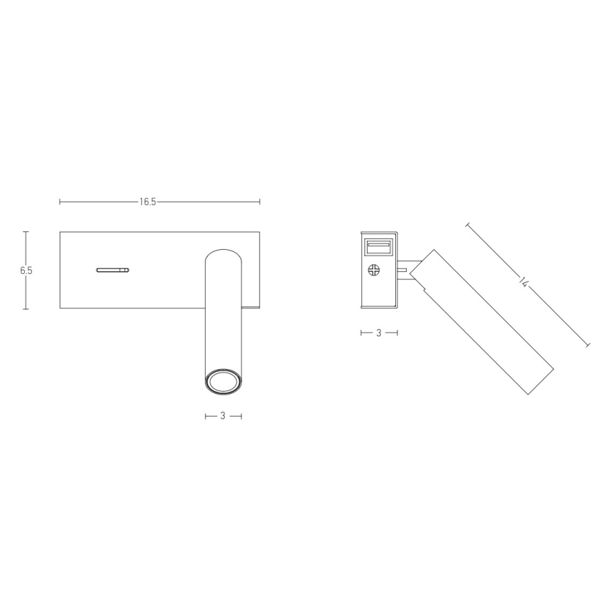 Zambelis H75 - LED Seinavalgusti LED/3W/230V USB must