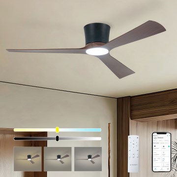 ZEVENTI - AUREX LED-hämardatav laeventilaator LED/24W/230V 3000/4000/6000K Wi-Fi Tuya must/pähkel + kaugjuhtimispult