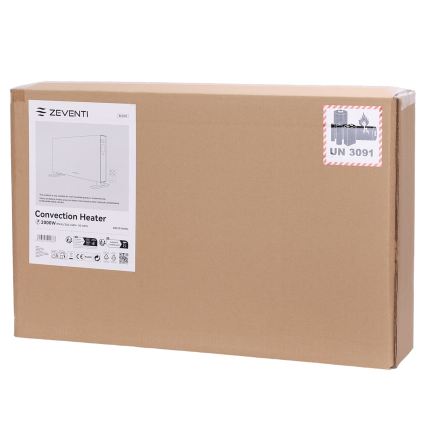 ZEVENTI - Elektriline otseküttekeha/konvektor LCD-ekraaniga 1250/2000W/230V must + kaugjuhtimispult