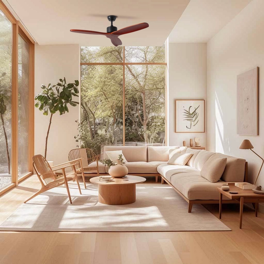 ZEVENTI - Laeventilaator CUENCA Wi-Fi Tuya must/tamm + kaugjuhtimispult