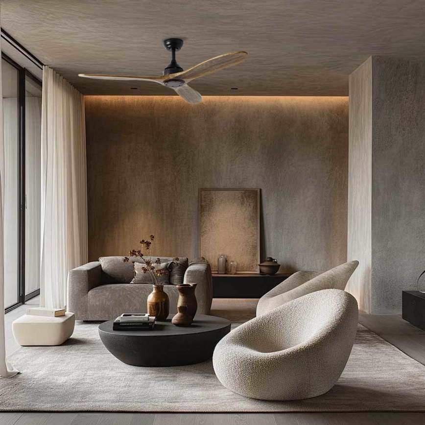 ZEVENTI - laeventilaator LAURIA Wi-Fi Tuya must/tamm + kaugjuhtimispult