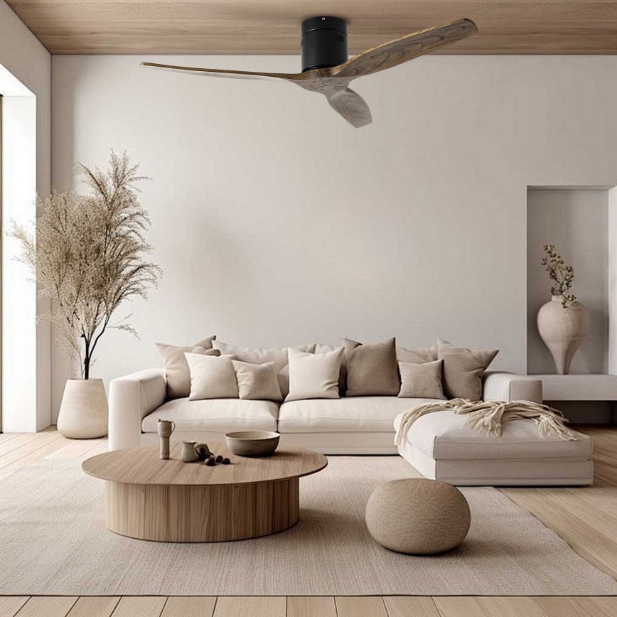 ZEVENTI - laeventilaator SPELLO Wi-Fi Tuya must/tamm + kaugjuhtimispult