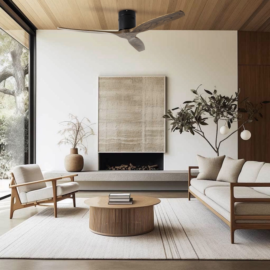 ZEVENTI - laeventilaator SPELLO Wi-Fi Tuya must/tamm + kaugjuhtimispult