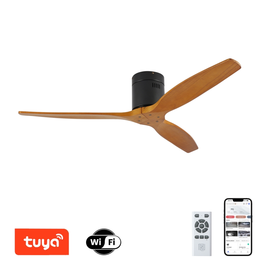 ZEVENTI - Laeventilaator SPELLO Wi-Fi Tuya must/tamm + kaugjuhtimispult