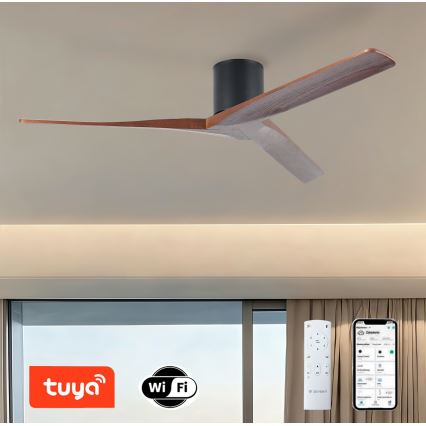 ZEVENTI - laeventilaator VELLON Wi-Fi Tuya must/pähkel + kaugjuhtimispult