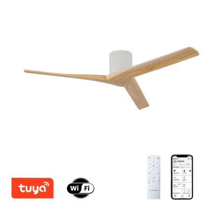 ZEVENTI - Laeventilaator VELLON Wi-Fi Tuya valge/paulownia + kaugjuhtimispult