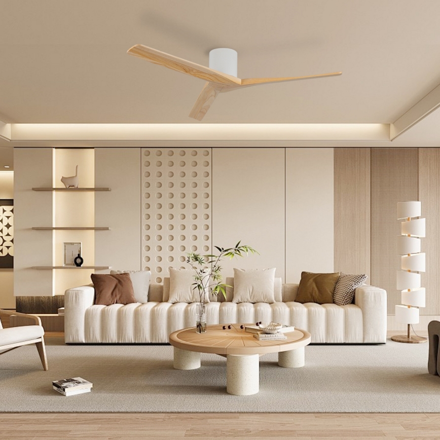 ZEVENTI - Laeventilaator VELLON Wi-Fi Tuya valge/paulownia + kaugjuhtimispult