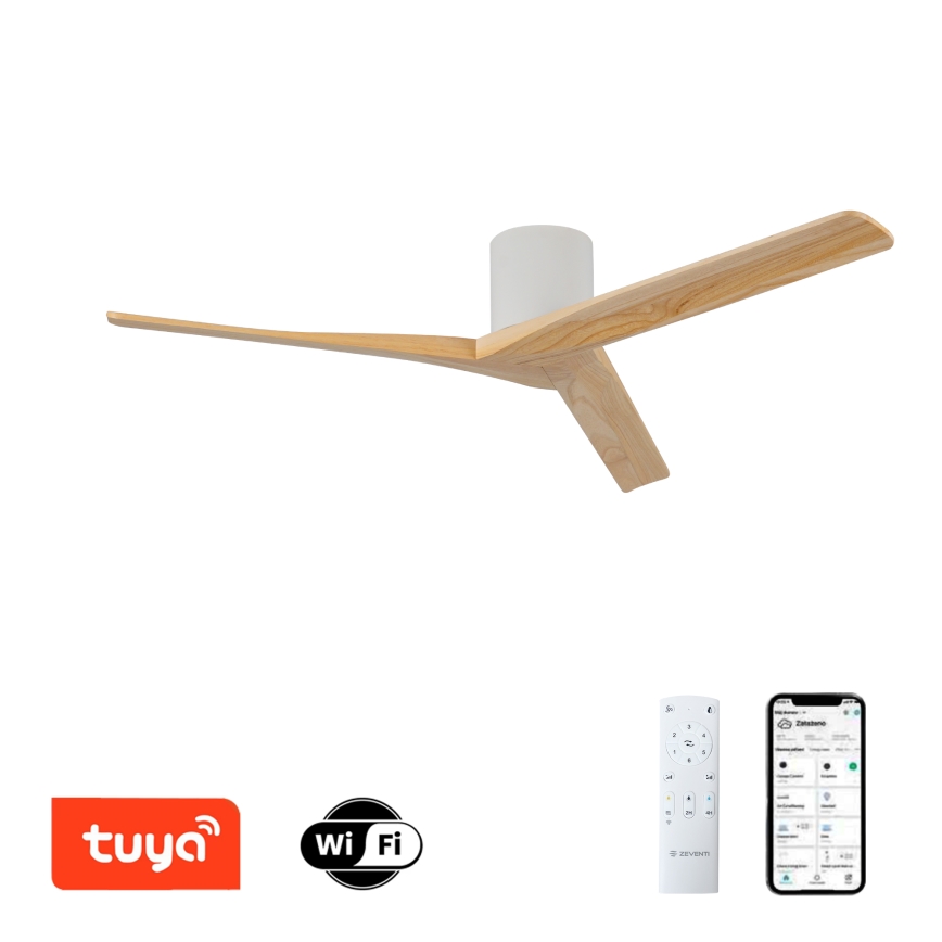 ZEVENTI - Laeventilaator VELLON Wi-Fi Tuya valge/paulownia + kaugjuhtimispult