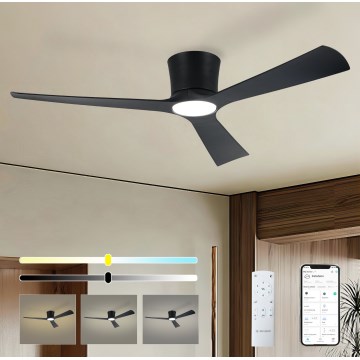 ZEVENTI - LED hämardatav laeventilaator AUREX LED/24W/230V 3000/4000/6000K Wi-Fi Tuya must + kaugjuhtimispult