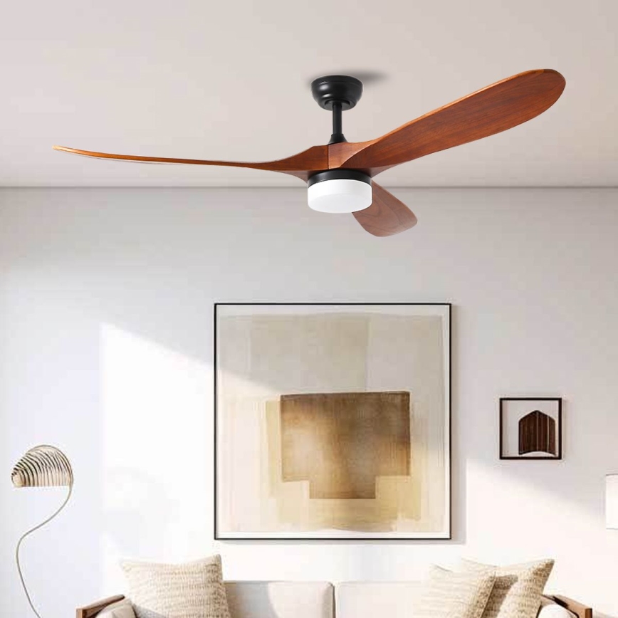 ZEVENTI - LED Hämardatav laeventilaator GINOSA LED/18W/230V 3000-6000K Wi-Fi Tuya must/tamm + kaugjuhtimispult