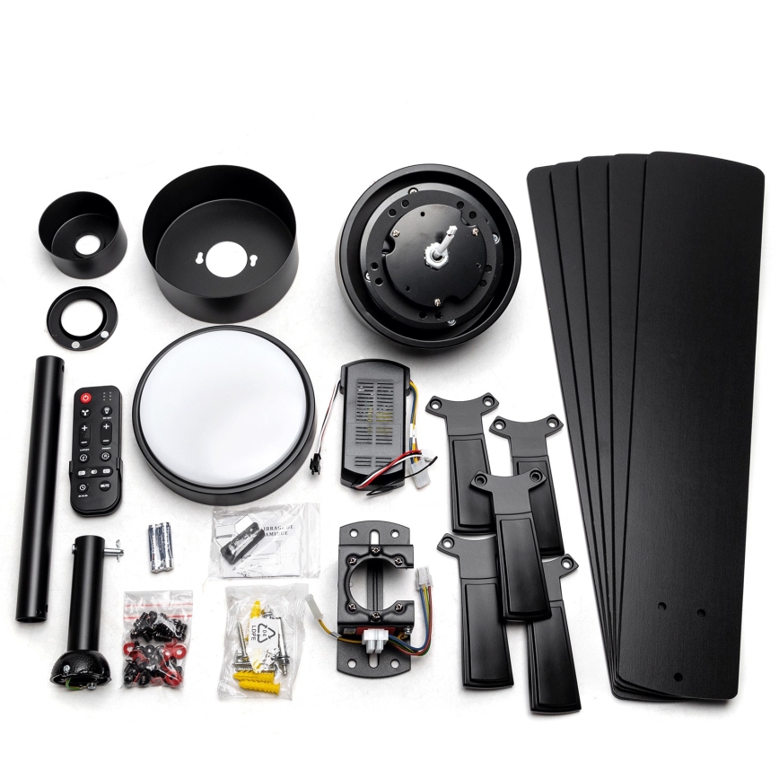 ZEVENTI - LED-hämardatav laeventilaator WAIKIKI LED/20W/230V 2700-6500K 132 cm must + kaugjuhtimispult