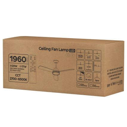 ZEVENTI - Hämardatav LED-laeventilaator ULUWATU LED/20W/230V 2700-6500K 132 cm pruun + kaugjuhtimispult