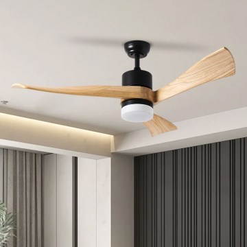 ZEVENTI - LED Hämardatav laeventilaator NATURITO LED/18W/230V 3000-6000K Wi-Fi Tuya must/tamm + kaugjuhtimispult