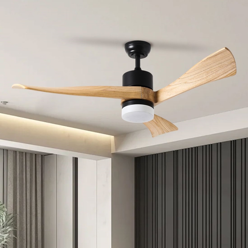 ZEVENTI - LED Hämardatav laeventilaator NATURITO LED/18W/230V 3000-6000K Wi-Fi Tuya must/tamm + kaugjuhtimispult