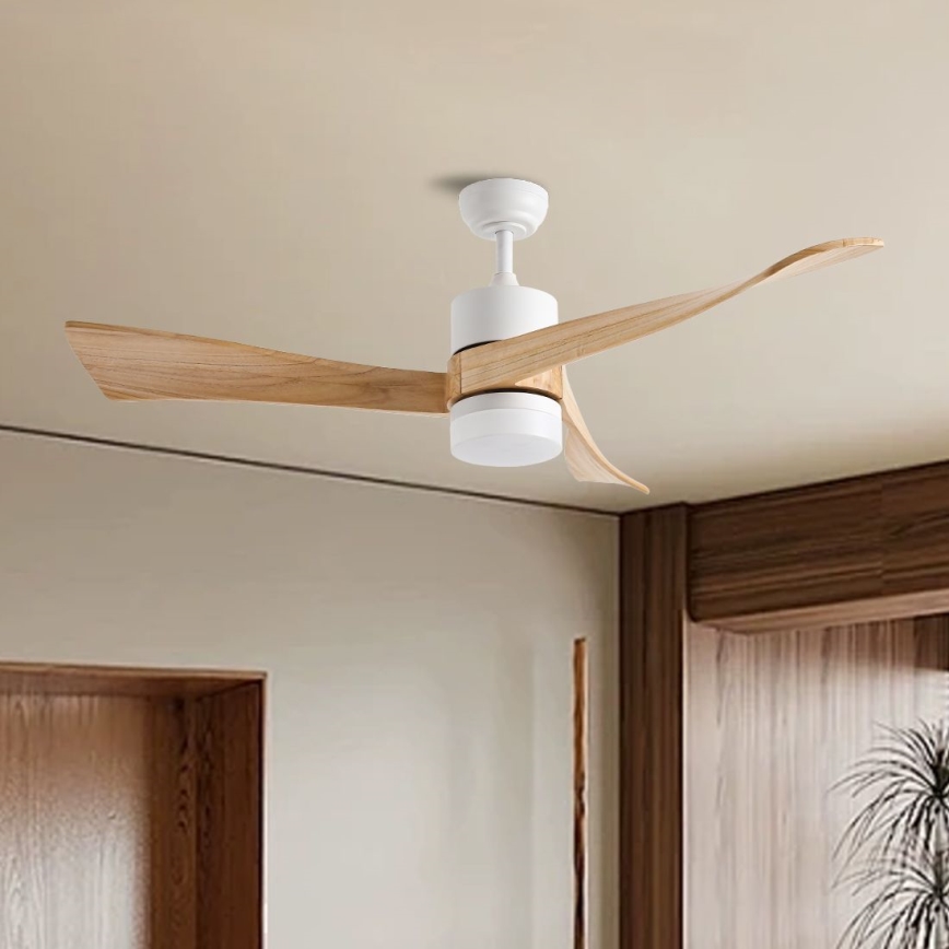 ZEVENTI - LED Hämardatav laeventilaator NATURITO LED/18W/230V 3000-6000K Wi-Fi Tuya valge/tamm + kaugjuhtimispult