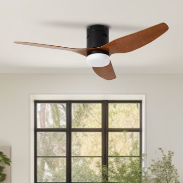 ZEVENTI - LED Hämardatav laeventilaator PADUA LED/18W/230V 3000-6000K Wi-Fi Tuya must/pruun + kaugjuhtimispult