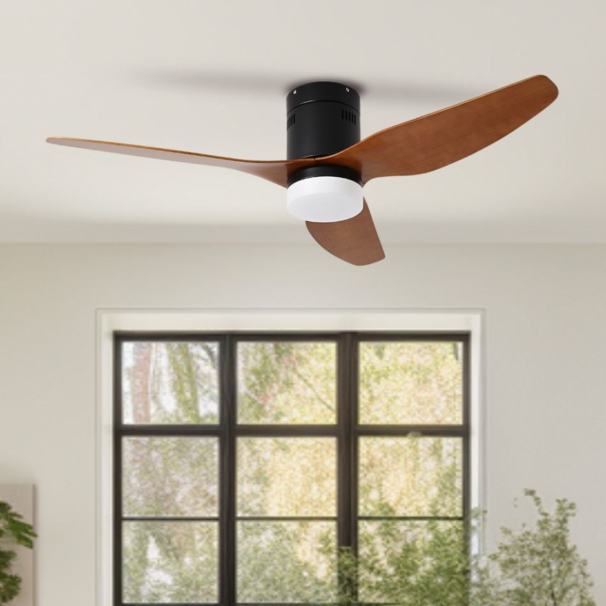 ZEVENTI - LED Hämardatav laeventilaator PADUA LED/18W/230V 3000-6000K Wi-Fi Tuya must/pruun + kaugjuhtimispult