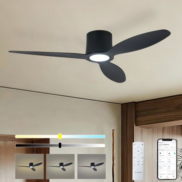 ZEVENTI - LED-hämardatav laeventilaator VENTORA LED/24W/230V 3000/4000/6000K Wi-Fi Tuya must + kaugjuhtimispult