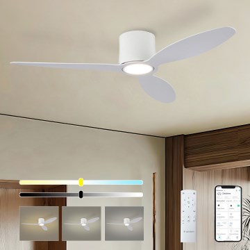 ZEVENTI - LED hämardatav laeventilaator VENTORA LED/24W/230V 3000/4000/6000K Wi-Fi Tuya valge + kaugjuhtimispult