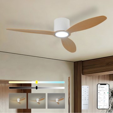 ZEVENTI - LED hämardatav laeventilaator VENTORA LED/24W/230V 3000/4000/6000K Wi-Fi Tuya valge/tamm + kaugjuhtimispult